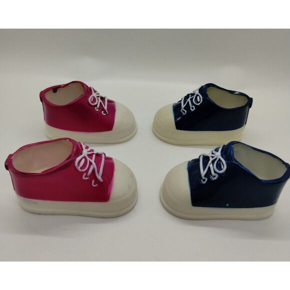 Two Pair Of Tennis Shoes For 12 Inch Dolls - Sneakers Hi Tops - Pink - Blue - Picture 6 of 6